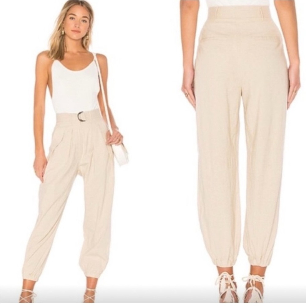 Tularosa Women's Cream High-Waisted Linen Pants